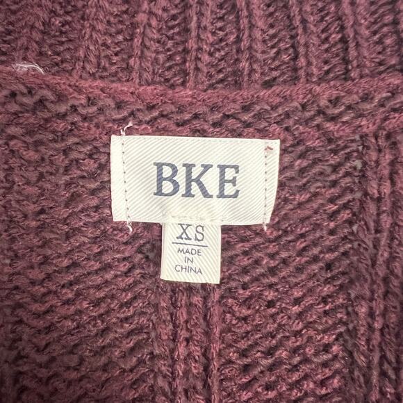 BKE Cable Knit Distressed Burgundy Oversized Sweater Size XS - Picture 2 of 11